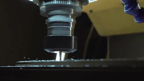 Metalworking CNC milling machine. Cutting metal modern processing technology. Video stock 77142244