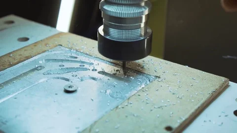 Metalworking CNC milling machine. Cutting metal modern processing technology. Video stock 77142263