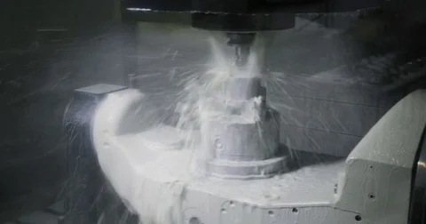 Metalworking CNC milling machine. Cutting metal modern processing technology. Stock Footage 77518254