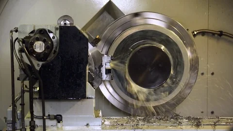 Metalworking CNC milling machine. Cutting metal modern processing technology. Stock Footage 82484004