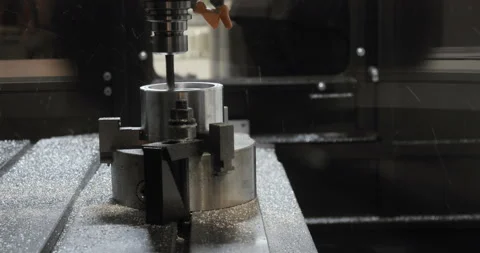 Metalworking CNC milling machine. Cutting metal modern processing technology. Video stock 87870381