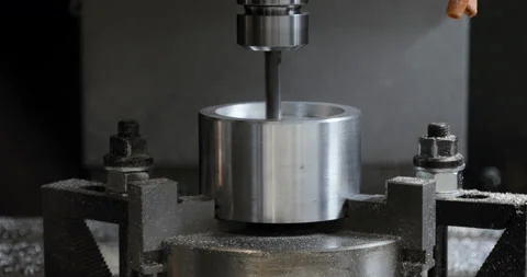 Metalworking CNC milling machine. Cutting metal modern processing technology. Video stock 87871133