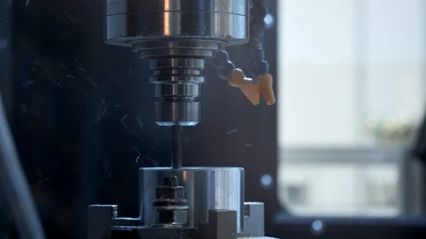 Metalworking CNC milling machine. Cutting metal modern processing technology Stock Footage 89843015
