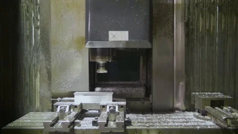Metalworking CNC milling machine. Cutting metal modern processing technology. Stock Footage 101745446