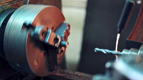 Metalworking CNC milling machine. Cutting metal modern processing technology. Stock Footage 105532416