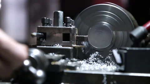 Metalworking CNC milling machine. Cutting metal modern processing technology. Stock Footage 129099807