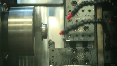 Metalworking CNC milling machine, Cutting metal modern processing Video stock 147905994