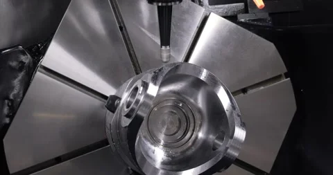 Metalworking CNC milling machine. Cutting metal modern processing technology. Stock Footage 154761719