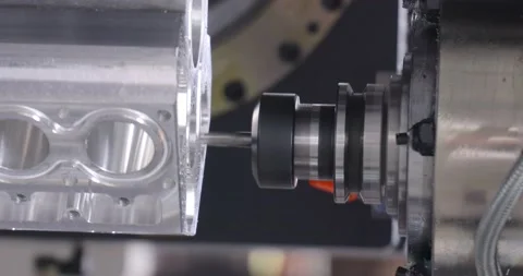 Metalworking CNC milling machine. Cutting metal modern processing technology. Stock Footage 154762002