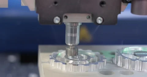 Metalworking CNC milling machine. Cutting metal modern processing technology. Stock Footage 154762156