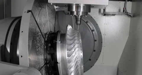 Metalworking CNC milling machine. Cutting metal modern processing technology. Stock Footage 159750793