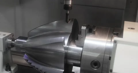Metalworking CNC milling machine. Cutting metal modern processing technology. Stock Footage 159750977