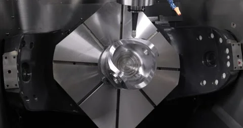 Metalworking CNC milling machine. Cutting metal modern processing technology. Stock Footage 159751000