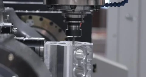 Metalworking CNC milling machine. Cutting metal modern processing technology. Stock Footage 160602889
