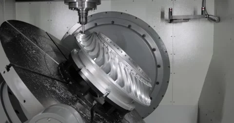 Metalworking CNC milling machine. Cutting metal modern processing technology. Stock Footage 163089159