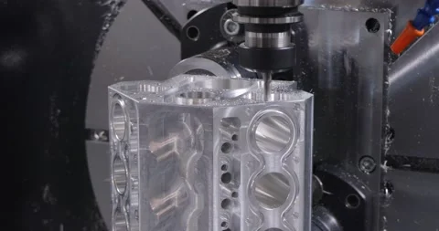 Metalworking CNC milling machine. Cutting metal modern processing technology. Stock Footage 163144413