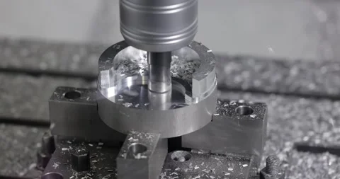 Metalworking CNC milling machine. Cutting metal modern processing technology. Stock Footage 164062174