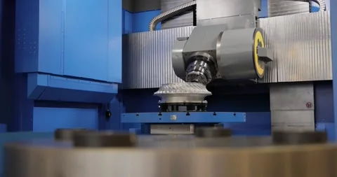 Metalworking CNC milling machine. Cutting metal modern processing technology. Stock Footage 199807542