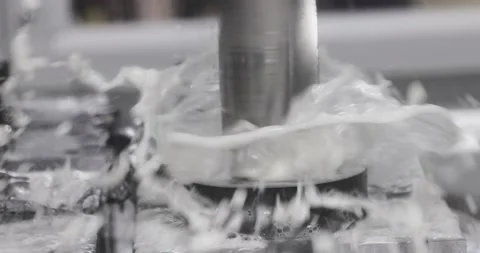 Metalworking CNC milling machine. Cutting metal modern processing technology. Stock Footage 199808281