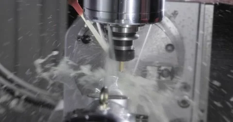 Metalworking CNC milling machine. Cutting metal modern processing technology. Stock Footage 204031006