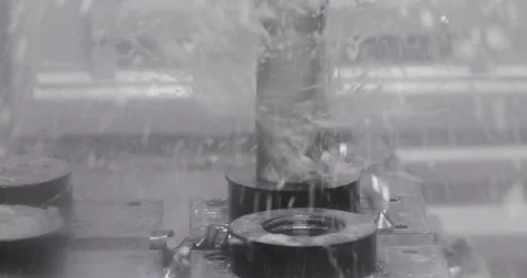 Metalworking CNC milling machine. Cutting metal modern processing technology. Stock Footage 205600768