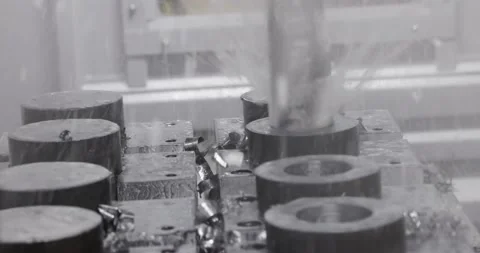 Metalworking CNC milling machine. Cutting metal modern processing technology. Stock Footage 210803691