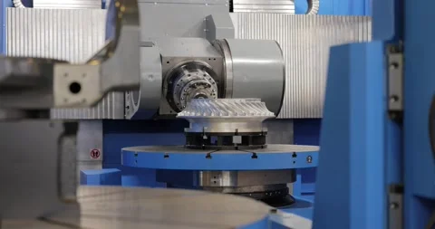 Metalworking CNC milling machine. Cutting metal modern processing technology. Stock Footage 219791594