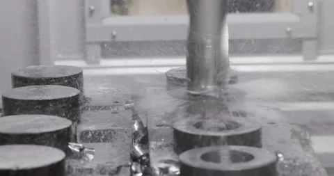 Metalworking CNC milling machine. Cutting metal modern processing technology. Stock Footage 236763115