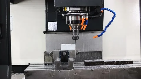 Metalworking CNC milling machine, cutting metal modern processing technology. Stock Footage 240081058
