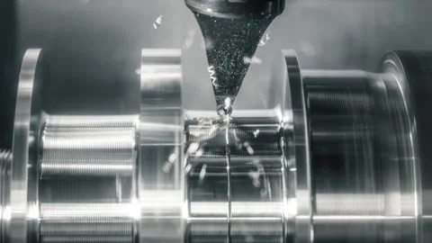 Metalworking CNC milling machine. Cutting metal modern processing technology. Stock Footage 240540818