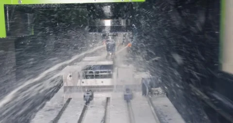 Metalworking CNC milling machine. Cutting metal modern processing technology. Stock Footage 277819860