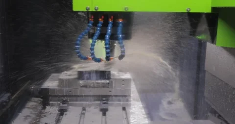 Metalworking CNC milling machine. Cutting metal modern processing technology. Stock Footage 331996761