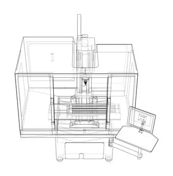 Metalworking CNC milling machine. Vector Stock Illustration