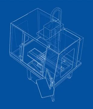 Metalworking CNC milling machine. Vector Illustrazione stock