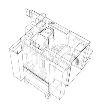 Metalworking CNC milling machine. Vector Stock Illustration