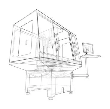 Metalworking CNC milling machine. Vector Stock Illustration