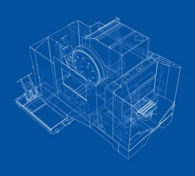 Metalworking CNC milling machine. Vector Stock Illustration