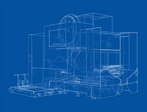 Metalworking CNC milling machine. Vector Stock Illustration