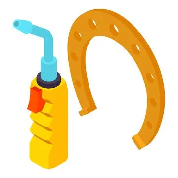Metalworking equipment icon isometric vector. Auto welding torch and horseshoe イラスト素材