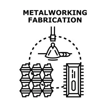 Metalworking fabrication process with welding and parts Stock Illustration
