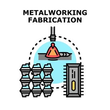 Metalworking fabrication process with welding and parts Stock Illustration