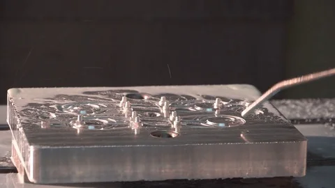 Metalworking at the factory. The computer-contro Machine with program control. Stock Footage 80228169