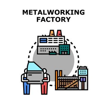 Metalworking factory production process vector illustration Stock Illustration