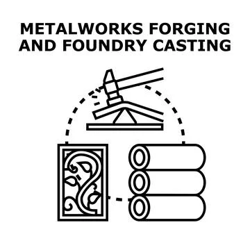 Metalworking forging and foundry casting process icon Stock Illustration