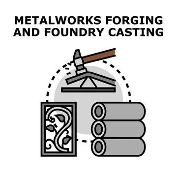 Metalworking forging and foundry casting process icon Stock Illustration