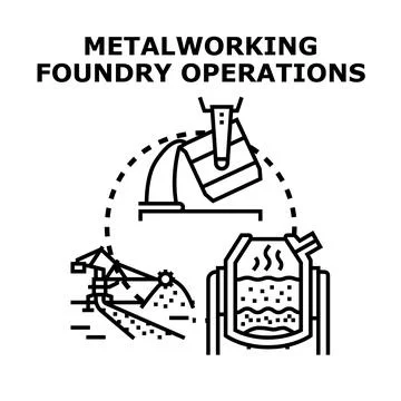 Metalworking foundry operations concept vector illustration Illustrazione stock