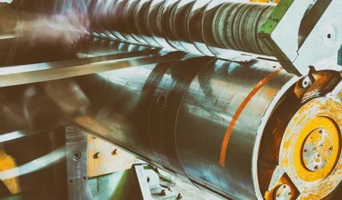 Metalworking industry. cutting tool processing steel metal spiral machine w.. 库存照片