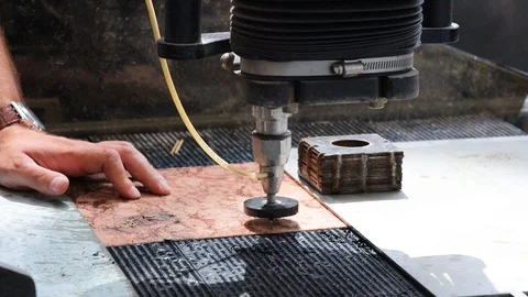 Metalworking industry. metal cutting with high pressure water jet Stock Footage