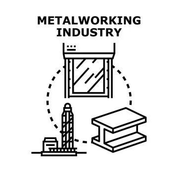Metalworking industry process producing steel beam and raw materials Stock Illustration