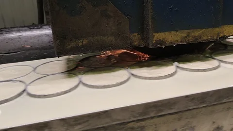 Metalworking industry: a process of wet flat steel abrasion on horizontal Stock Footage 123433031